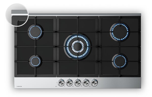 Klarstein Verosteel plynová varná doska | 5 horákov | elektrické zapaľovanie | kompatibilná s zemným plynom a LPG | 10400 W | 90 cm