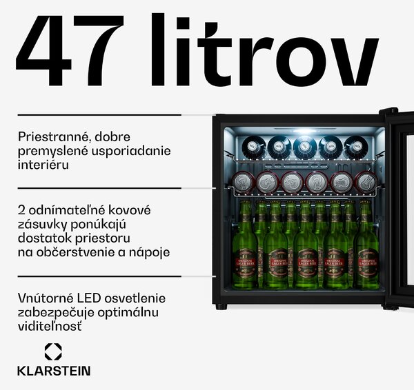 Klarstein Beersafe chladnička na nápoje so zrkadlovými dverami | 44 x 48 cm | LED osvetlenie vnútra