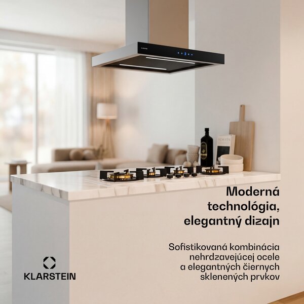 Klarstein Valeria ostrovčekový digestor | Režimy odsávania a recirkulácie | Elegantný dizajn z nehrdzavejúcej ocele | 632 m³/h | 60 cm