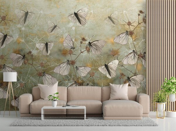 Fototapeta Motýle na pozadí starej steny Materiál: Vliesová, Rozmery: 200 x 140 cm