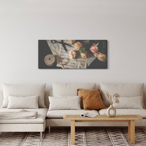 Obraz nôt a ruží (120x50 cm)