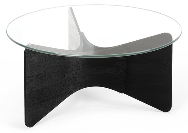 Čierny okrúhly konferenčný stolík so sklenenou doskou 87x87 cm Madera – Umbra