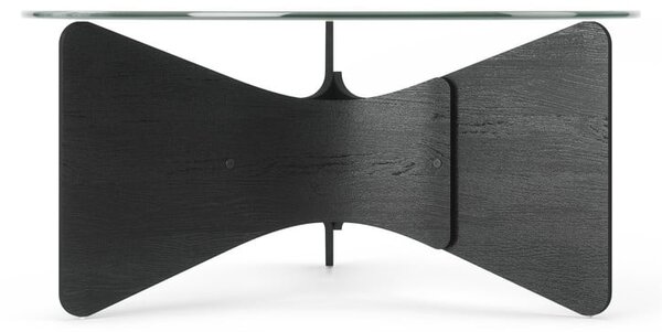 Čierny okrúhly konferenčný stolík so sklenenou doskou 87x87 cm Madera – Umbra