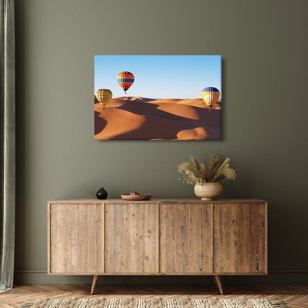 Obraz - lietajúce balóny v púšti (90x60 cm)