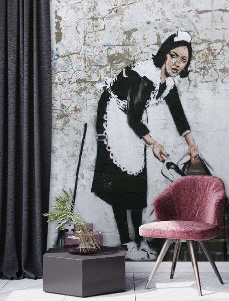 Fototapeta Maid Banksy - street art mural Materiál: Vliesová, Rozmery: 100 x 140 cm
