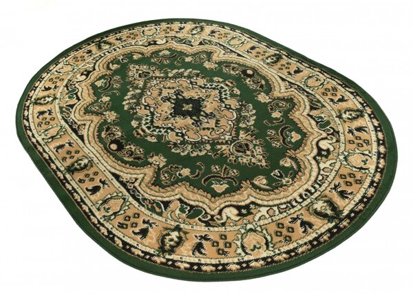 Zelený oválny koberec E951A GREEN ATLAS PP – do obývačky aj spálne Rozmer: 80x150 cm