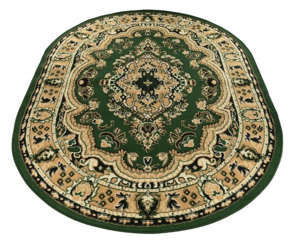 Zelený oválny koberec E951A GREEN ATLAS PP – do obývačky aj spálne Rozmer: 80x150 cm