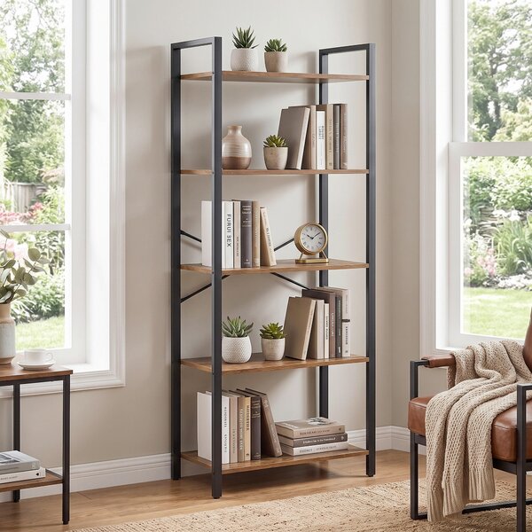 REGÁL, hnedá, čierna, uhlíková oceľ, 66/153/30 cm Boxxx - Online Only drobný nábytok, Online Only