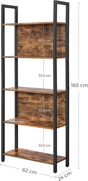 REGÁL, hnedá, čierna, oceľ, 62/165/24 cm Boxxx - Online Only drobný nábytok, Online Only