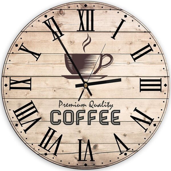 Hodiny na stenu Prémiová kvalita kávy Rozmery: 40 x 40 cm