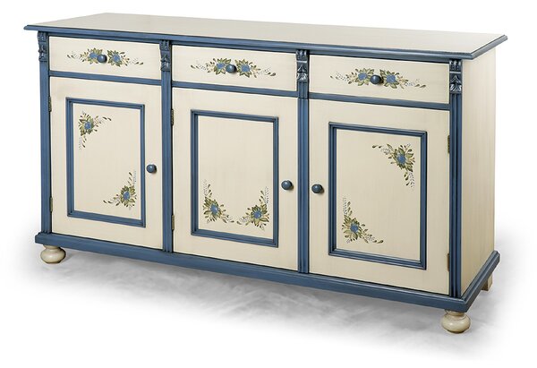 Široká maľovaná komoda zo série Le Florac bleu