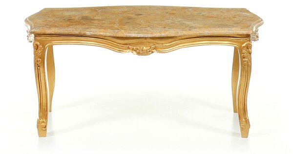 Zlatý konferenčný stolík s mramorovou doskou