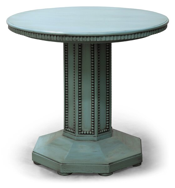 Okrúhly modrý stôl z masívneho dreva