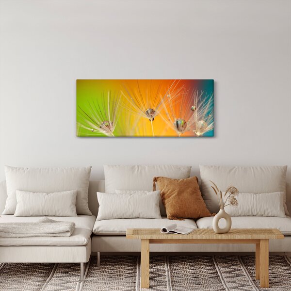 Obraz kvapiek na rastline (120x50 cm)