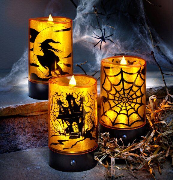 LED Sviečky Halloween, sada 3 ks