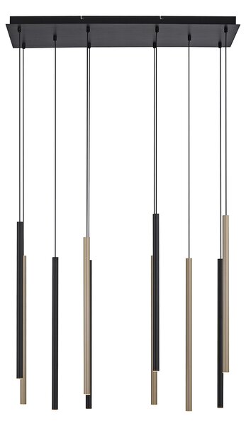Hanging lamp black with brass incl. LED dimmable 10-light - Bea