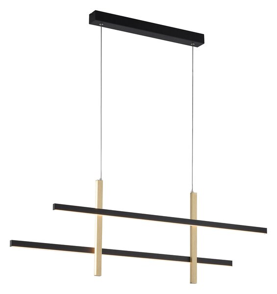 Design hanging lamp black with gold incl. LED dimmable - Joy