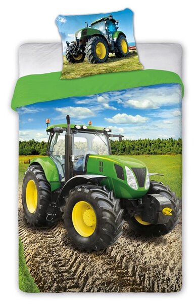 Posteľné bavlnené obliečky s Traktorom 04 140x200 70x90 cm 100% Bavlna