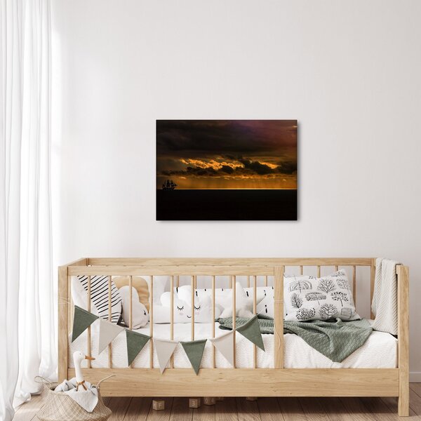 Obraz plachetnice pri západe slnka (70x50 cm)