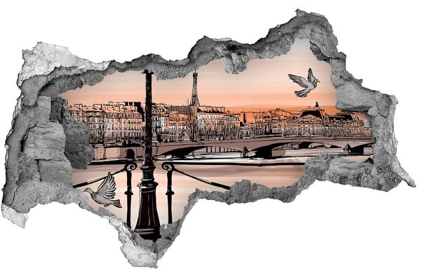 Fototapeta diera na stenu 3D Súmrak v paríži