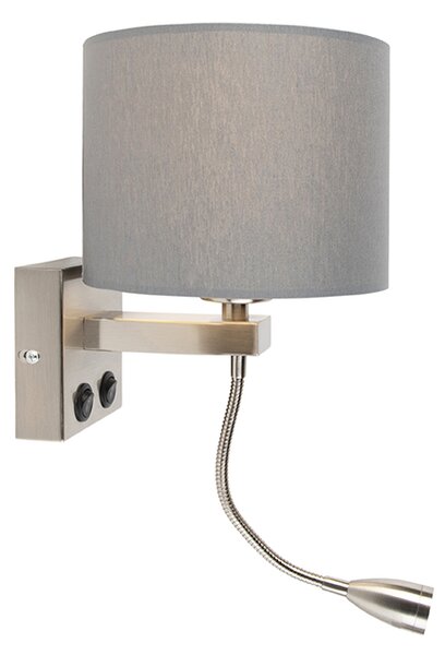 Inteligentná nástenná lampa oceľ s sivým tienidlom vrátane Wifi A60 - Brescia