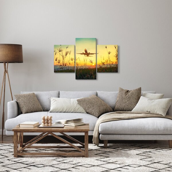 Obraz vzlietajúceho lietadla (90x60 cm)