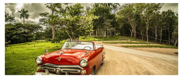 Obraz - auto veterán v prírode (120x50 cm)