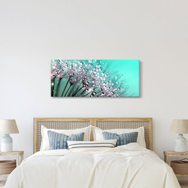 Obraz - orosená rastlina (120x50 cm)