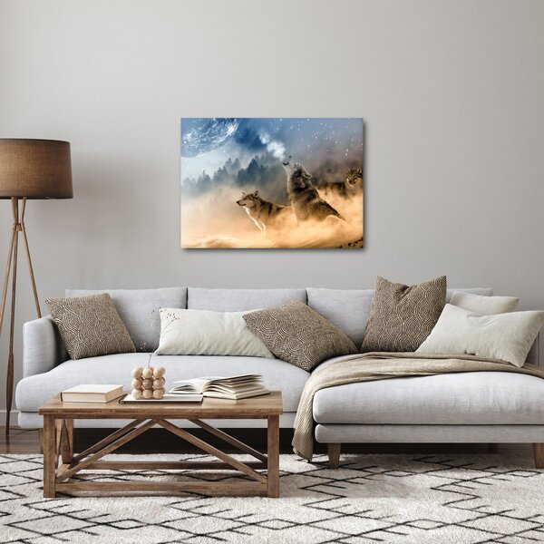 Obraz - vlci vyjúci na mesiac (70x50 cm)