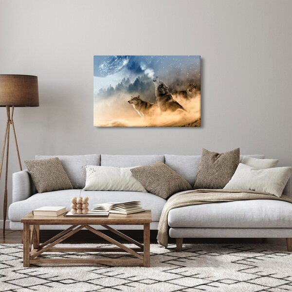 Obraz - vlci vyjúci na mesiac (90x60 cm)