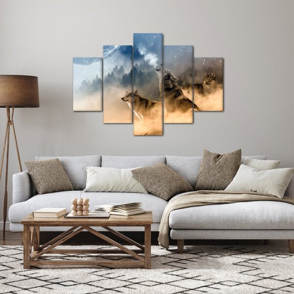 Obraz - vlci vyjúci na mesiac (150x105 cm)