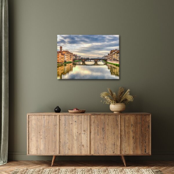 Obraz mesta s riekou (70x50 cm)