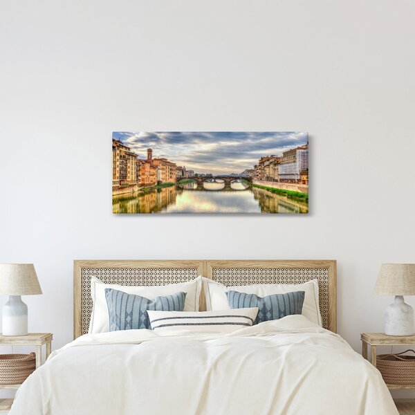 Obraz mesta s riekou (120x50 cm)