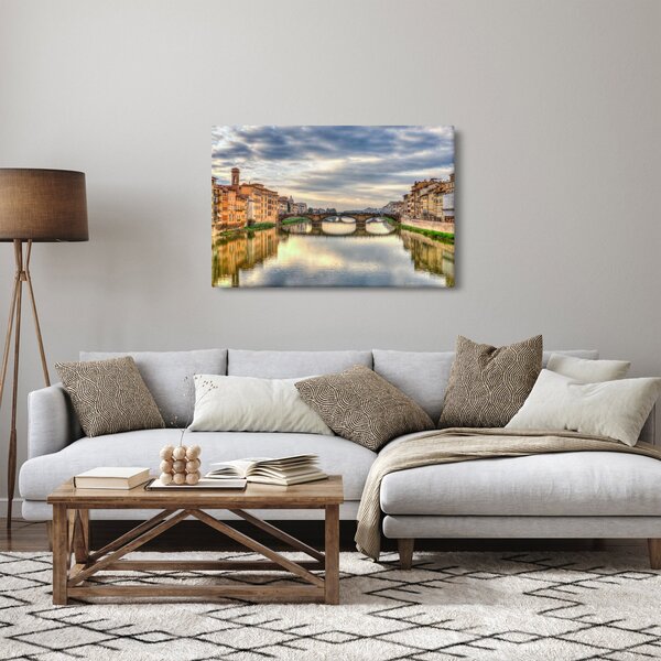 Obraz mesta s riekou (90x60 cm)