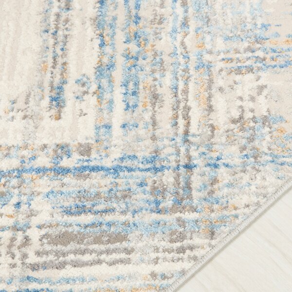 TA Koberec G505B WHITE/D_BLUE PORTLAND HIL Biely Obdĺžnikový Rozmer: 80x150 cm