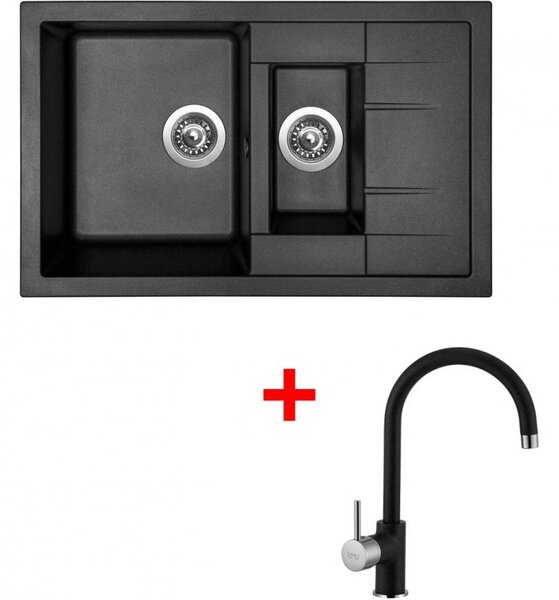 Set Sinks CRYSTAL 780.1 Metalblack + VITALIA GR