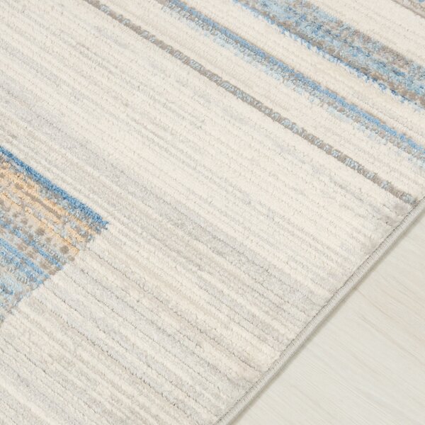 TA Koberec G498B WHITE/D_BLUE PORTLAND HIL Biely Obdĺžnikový Rozmer: 80x150 cm