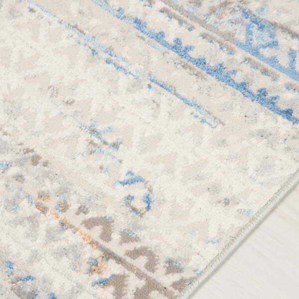 TA Koberec G494B WHITE/D_BLUE PORTLAND HIL Biely Obdĺžnikový Rozmer: 80x150 cm