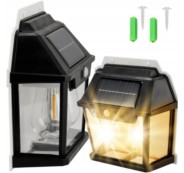 BERGE Solárna lampa s pohybovým senzorom 2 LED IP54
