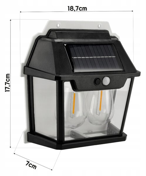 BERGE Solárna lampa s pohybovým senzorom 2 LED IP54