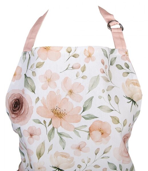 Biela bavlnená zástera s ružami Soft Romantic Blush - 70*85 cm - Clayre & Eef
