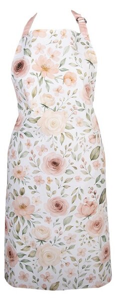 Biela bavlnená zástera s ružami Soft Romantic Blush - 70*85 cm - Clayre & Eef