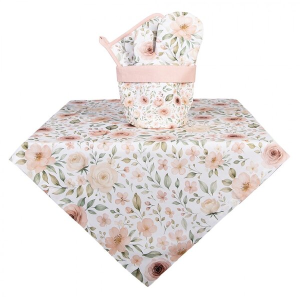 Biela bavlnená chňapka - rukavice s ružami Soft Romantic Blush - 18*30 cm - Clayre & Eef