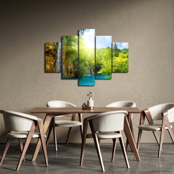 Obraz - vodopády v pralese (150x105 cm)