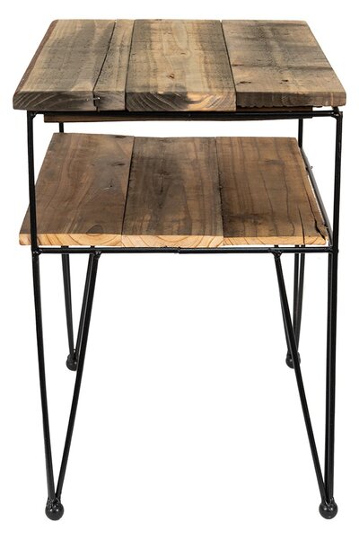 Čierno-hnedý kovový odkladací stolík - 46*36*47 cm - Clayre & Eef