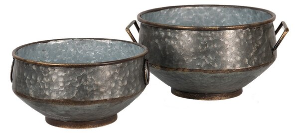 2ks dekoratívne plechové zinkové kvetináče Bion - 40*35*20 / 32*31*15 cm - Clayre & Eef