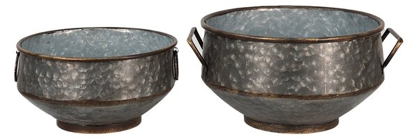 2ks dekoratívne plechové zinkové kvetináče Bion - 40*35*20 / 32*31*15 cm - Clayre & Eef