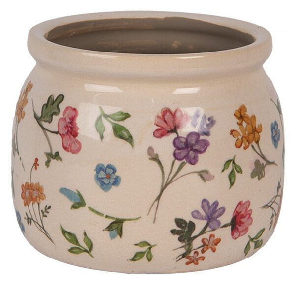 Keramický kvetináč s kvetinami Colourful Flowers S - Ø 12*10 cm - Clayre & Eef