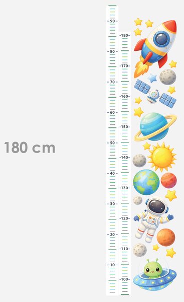 Nalepte.cz Detský meter vesmír textilní prelepiteľná nálepka na stenu výška 160 cm
