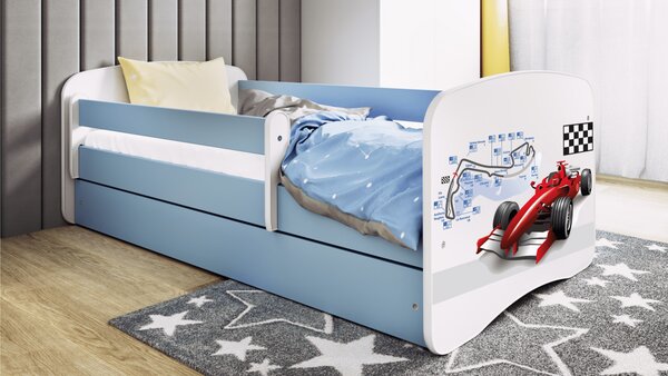 Kocot kids Detská posteľ Babydreams formula 1 modrá, variant 70x140, bez šuplíků, bez matrace